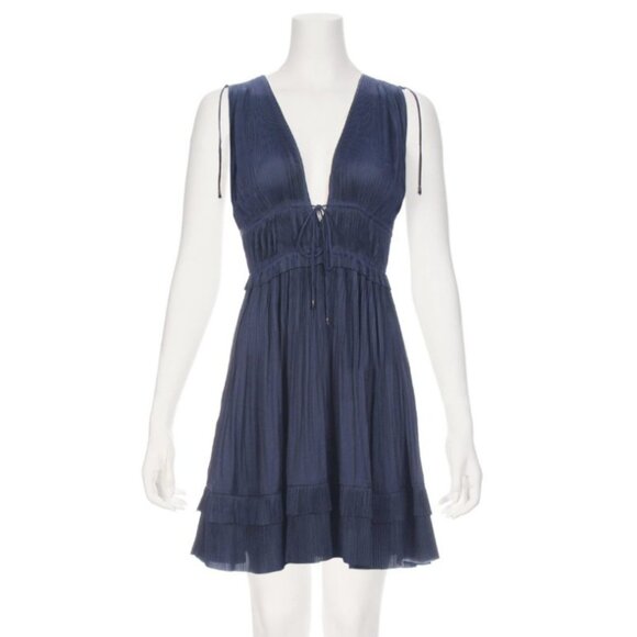 ULLA JOHNSON NWT Giselle navy mini dress Sz 0 - Picture 2 of 9